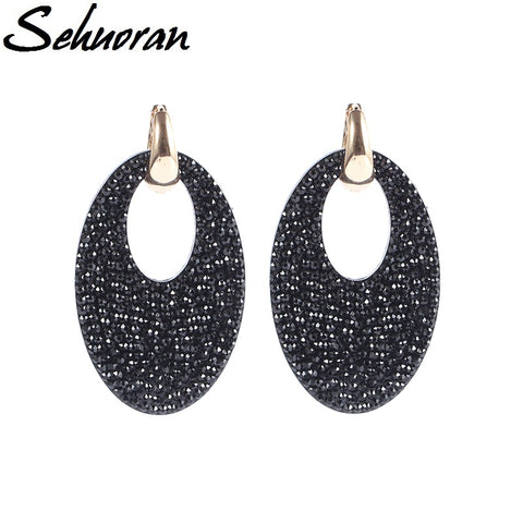 Sehuoran 2017Hotsale earrings brincos big oval drop earrings for woman Copper resin pendientes statement earrings Multiple uses