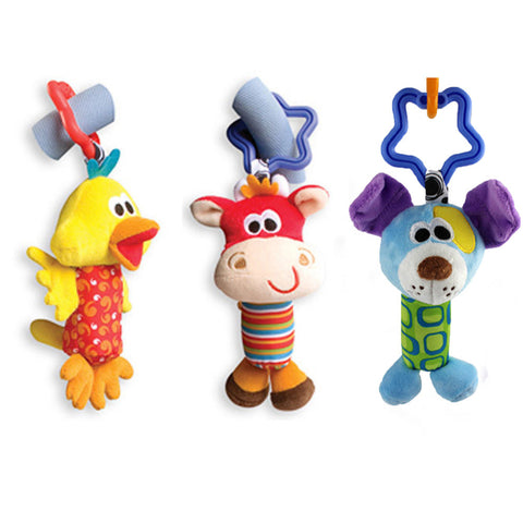 Baby Toys Rattle Tinkle Hand Bell Plush Stroller Kids Toys Cute Animal Duck Dog Fawn Baby Toy