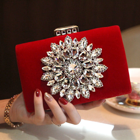 2017 New Single Side Sun Diamond Crystal Evening Bags Clutch Bag Hot Styling Day Clutches Lady Wedding woman bag Free Shipping