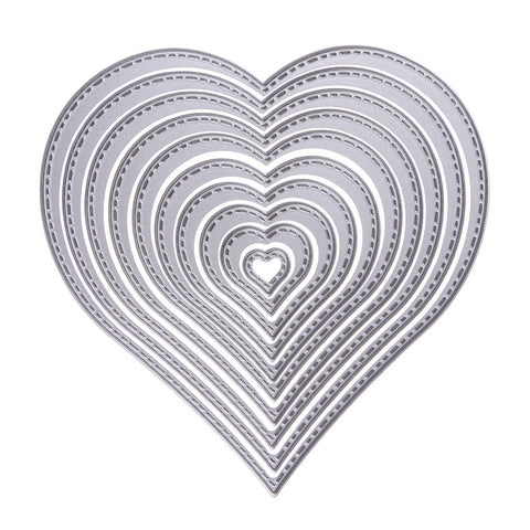 2017 10pcs  Heart Sewing Thread Stencils Metal Cutting Dies For DIY Scrapbooking Photo Album Decorative Embossing Folder Die Cut