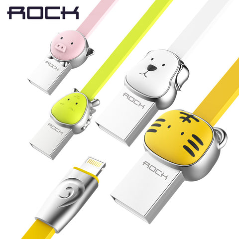 ROCK Zinc Alloy Mascot USB cable for iPhone 7 6 6s 5s for iPad 2 3 4, Tiger/Dog/Dragon/Monkey/Pig cable for IOS phone charger