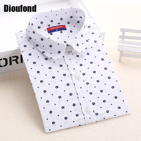 Dioufond Floral Women Blouses Polka Dot  Blouse Long Sleeve Shirt Women Cotton Camisas Femininas Blusa Feminina Ladies Tops