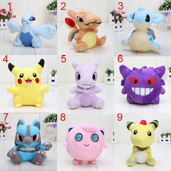 14~20cm pikachu Ampharos Lucario Gengar Jigglypuff Lapras Lugia Charizard Mewtwo Plush toys Stuffed Soft Dolls