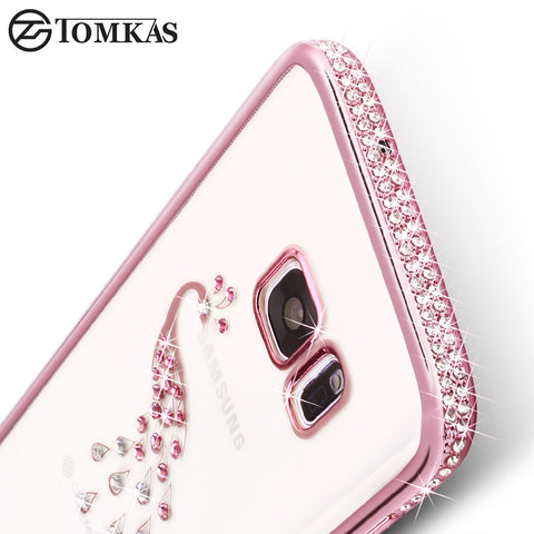 TOMKAS Silicone Case For Samsung Galaxy S7 Edge S7 Cute Transparent 3D Rhinestone Luxury Cover For Samsung Galaxy S7 Edge Coque
