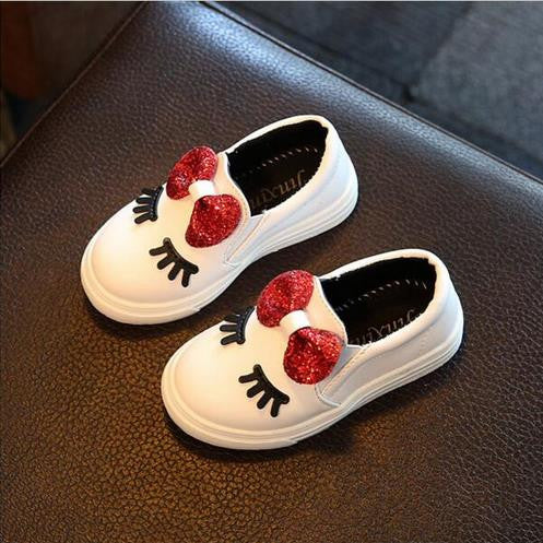 Girls sneakers spring 2017 new toddler children's baby white bowknot glitter casual soft flat shoes kids chaussure enfant 908