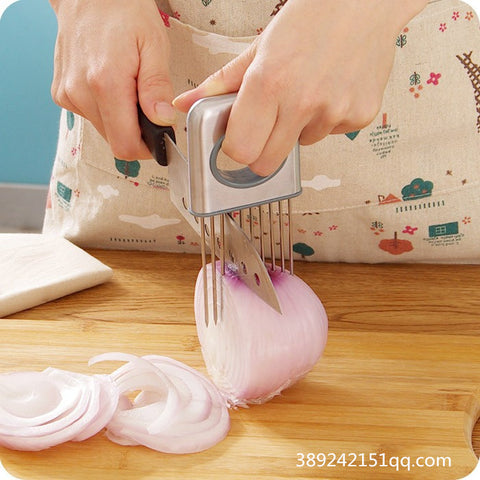 Kitchen tools Cut Onion Holder Fork +Stainless Steel  Vegetable Slicer Tomato Cutter meat needle gadgets multifunction