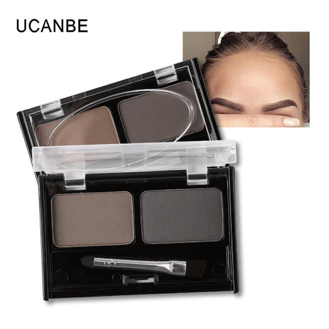 Ucanbe Professional Eye Brow Makeup 2 Color Eye Shadow Eyebrow Powder With Brush Eyebrow Cake Dark Brown Make Up Palette Set Kit