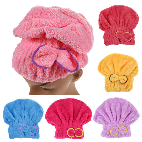 2017 6 Colors Quickly Dry Hair Hat Microfiber Solid Hair Turban Womens Girls Ladies Cap Bathing Tool Drying Towel Head Wrap Hat