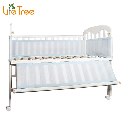 LifeTree Breathable Mesh Crib Bumpers Baby Bedding 3 Layer Crib Liner Cot Bed Around Crib Netting Protector
