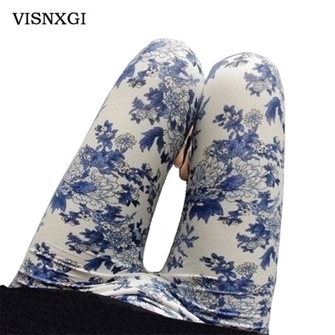 New 2017 Spring National Ethnic Style Retro Graffiti  Paintings Printing Flowers Trousers Printed High Elasticity Leggings