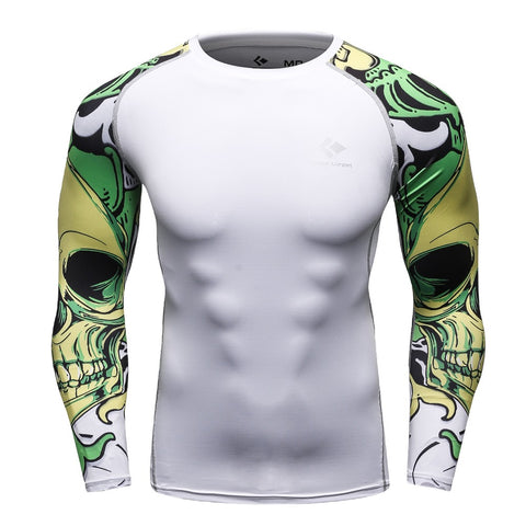 Men Compression Shirts MMA Rashguard Keep Fit Fitness Long Sleeves Base Layer Skin Tight Weight Lifting Elastic T Shirts Homme
