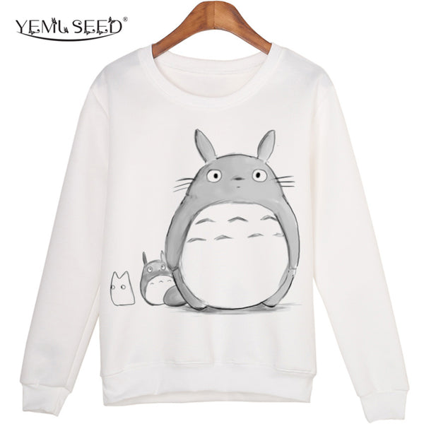 Casual 3D Sweatshirt Women Winter Clothing Cartoon Totoro Print Moleton Feminino Hoodies O-neck Pullover Tops WMH31