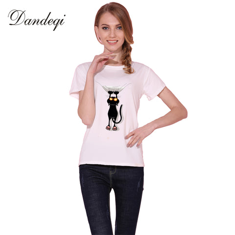 Dandeqi Naughty Black Cat 3D T shirt Women Lovely Shirt Good Quality Comfortable Brand Shirts Soft Tops