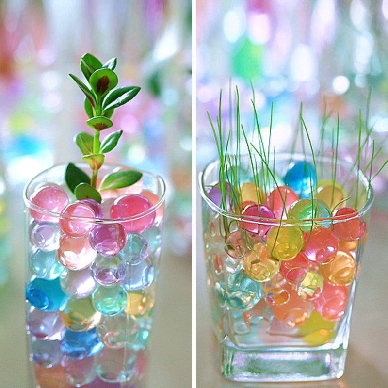 100pcs Crystal Soil Mud Grow Water Beads Hydrogel Magic Gel Jelly Balls Orbiz Sea Baby Growing in Water Vase Home Decor