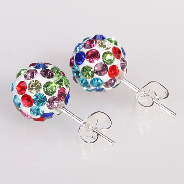 10 Color 8 MM Shamballa Earrings Micro Disco Ball Shamballa Round CZ Stud Earrings For Women Girls Fashion Jewelry Wholesale