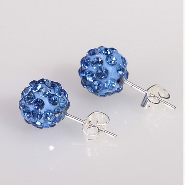 10 Color 8 MM Shamballa Earrings Micro Disco Ball Shamballa Round CZ Stud Earrings For Women Girls Fashion Jewelry Wholesale