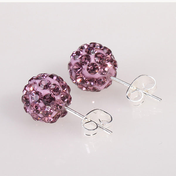 10 Color 8 MM Shamballa Earrings Micro Disco Ball Shamballa Round CZ Stud Earrings For Women Girls Fashion Jewelry Wholesale