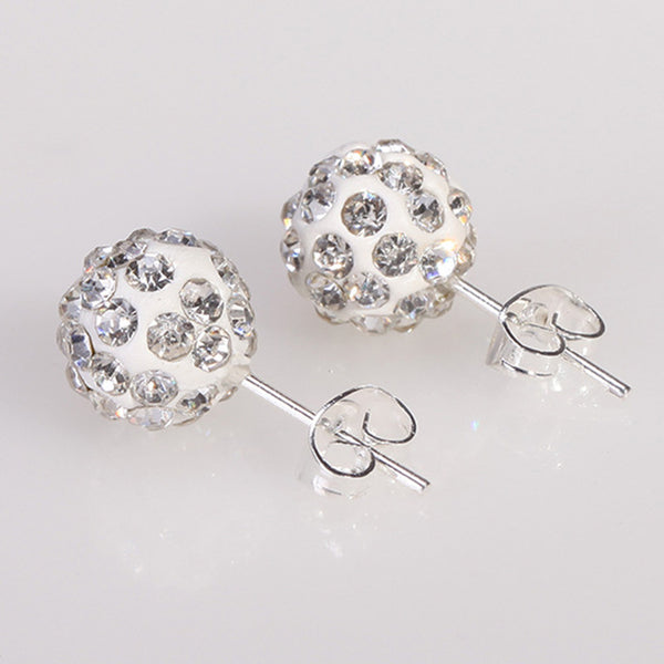 10 Color 8 MM Shamballa Earrings Micro Disco Ball Shamballa Round CZ Stud Earrings For Women Girls Fashion Jewelry Wholesale