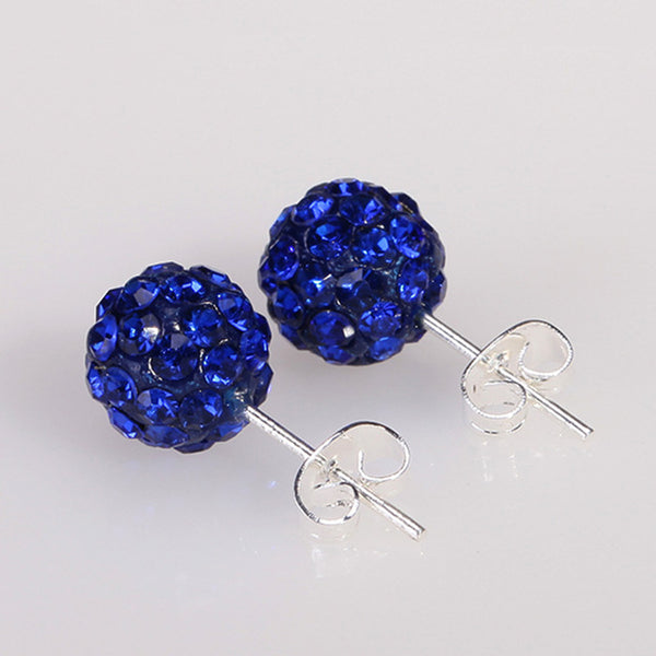 10 Color 8 MM Shamballa Earrings Micro Disco Ball Shamballa Round CZ Stud Earrings For Women Girls Fashion Jewelry Wholesale