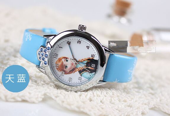 2016 New relojes Cartoon Children Watch Princess Elsa Anna Watches Fashion Kids Cute relogio Leather quartz WristWatch Girl Gift