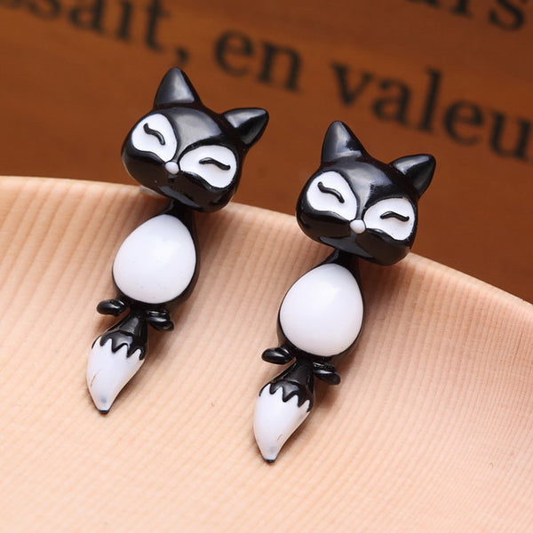 Kittenup New Fashion Yellow Purple Black Animal Cute Fox Stud Earrings For Women Jewelry Gifts 0418