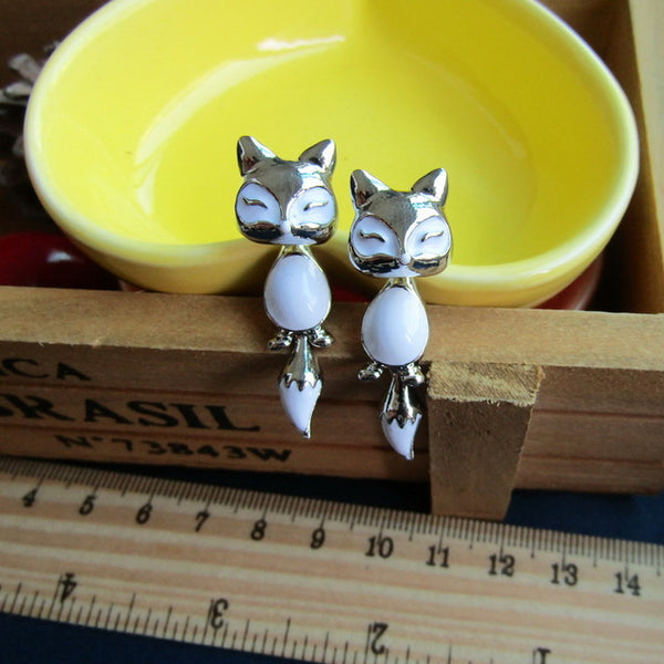 Kittenup New Fashion Yellow Purple Black Animal Cute Fox Stud Earrings For Women Jewelry Gifts 0418