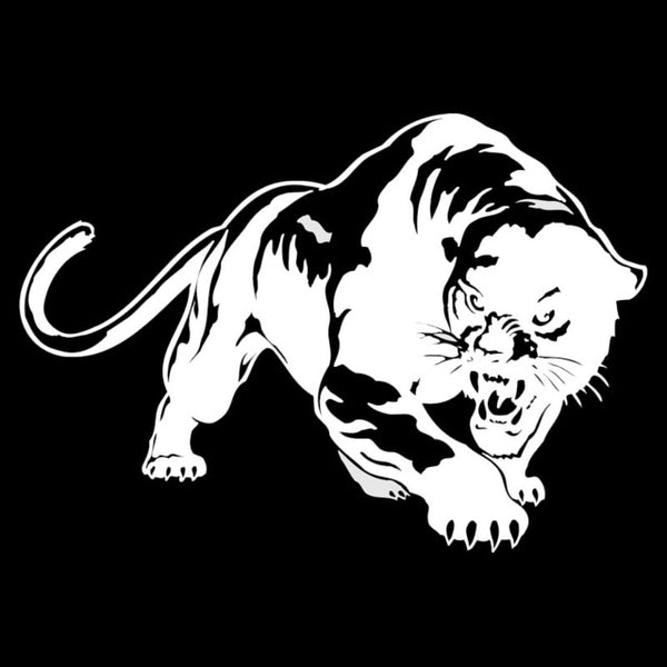 19.5*13.6CM Fiery Wild Panther Hunting Car Body Decal Car Stickers Motorcycle Decorations Black/Silver C9-2149