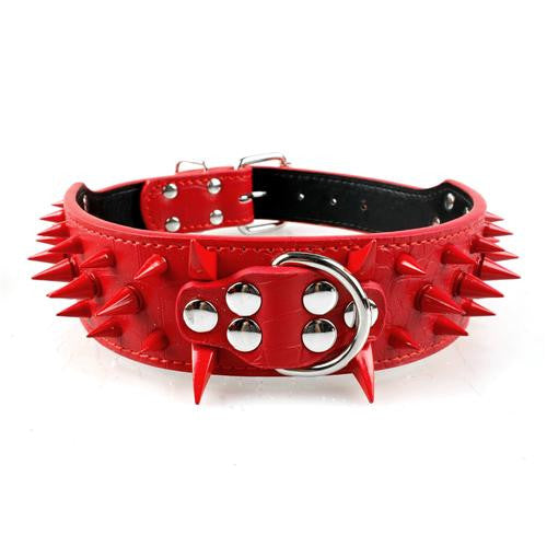 2inch Wide Cool Sharp Spiked Studded Leather Dog Collars 15-24" For Medium Large Breeds Pitbull Mastiff Boxer Bully 4 Sizes