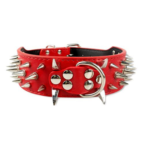 2inch Wide Cool Sharp Spiked Studded Leather Dog Collars 15-24" For Medium Large Breeds Pitbull Mastiff Boxer Bully 4 Sizes