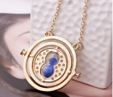 Gold plated time turner necklace hourglass vintage pendant Hermione Granger for women lady girl wholesale 0131
