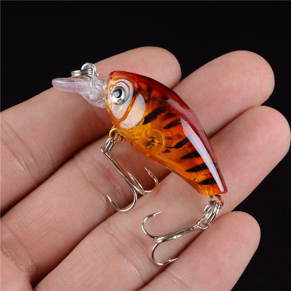 New 1pcs 4.5CM/4G Laser Hard Crank Fishing Lure Crankbait Treble Hooks 3D Eyes Bait Fishing Tackle