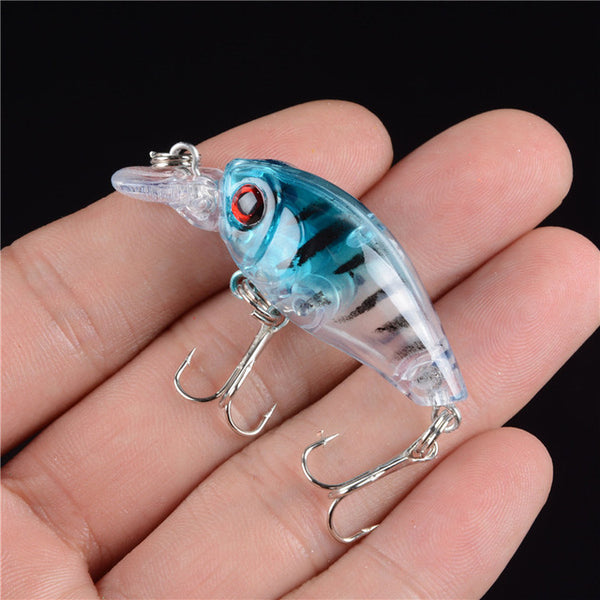 New 1pcs 4.5CM/4G Laser Hard Crank Fishing Lure Crankbait Treble Hooks 3D Eyes Bait Fishing Tackle