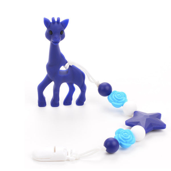 Silicone Giraffe Teething Pacifier Clip Giraffe Teether Toy Silicone Chew Teething Pacifier Clip Baby Carrier Teething Accessory