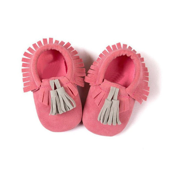 Unisex Boys Girls Soft PU Leather Tassel Moccasins Toddler Infant Moccasin Bow Shoes