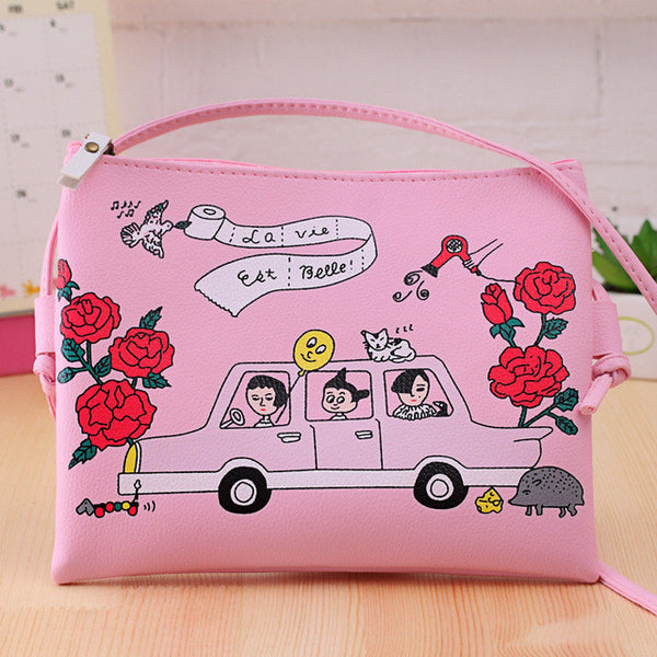 EXCELSIOR Fashion Cartoon Printed Women Graffiti Handbag Mini Crossbody Shoulder Bag Ladies Casual Purses Clutches Girls Handbag