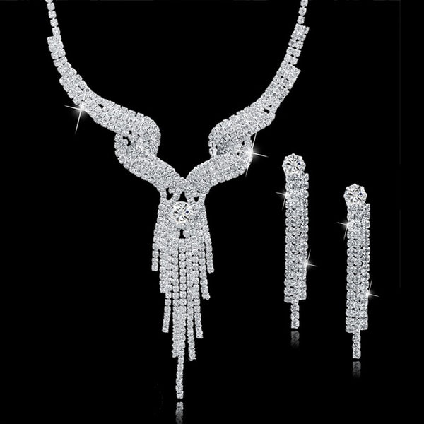 TOUCHEART Wedding Jewellery Set Crystal Bridal Jewelry Sets For Women Long Tassel Statement Necklace/Earrings Set SET150011