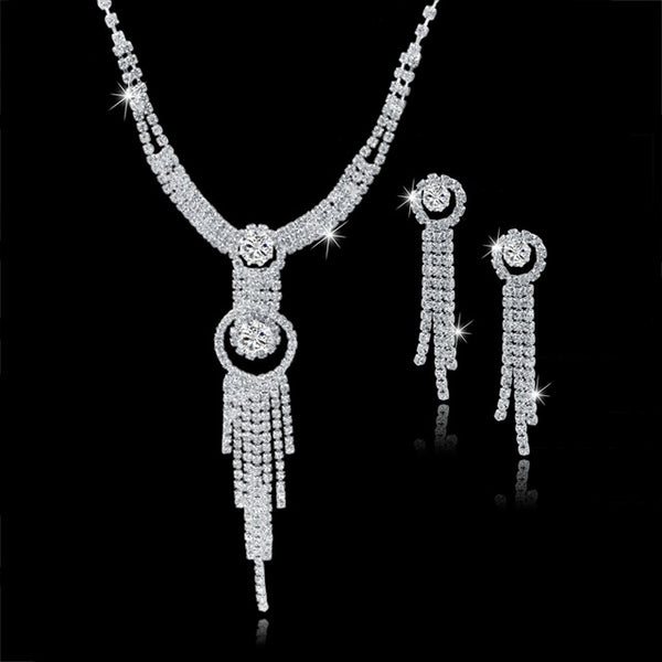 TOUCHEART Wedding Jewellery Set Crystal Bridal Jewelry Sets For Women Long Tassel Statement Necklace/Earrings Set SET150011