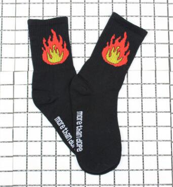 70% Cotton Patterned Design Flame Bomb Baseball Harajuku Cool Fashion Socks Hip Hop Socks for Men Women Unisex 36-44