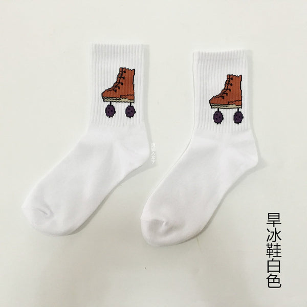 70% Cotton Patterned Design Flame Bomb Baseball Harajuku Cool Fashion Socks Hip Hop Socks for Men Women Unisex 36-44