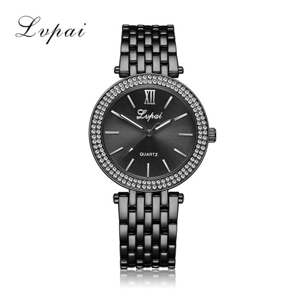 Lvpai Brand 3 Colors Women Watches Crystal Round Wristwatch Modern Gold Watches For Ladies Luxury Female Quartz Watch