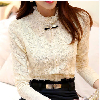 New 2017  Hot women tops Women Clothing  fashion Blusas Femininas Blouses & Shirts Fleece Women Crochet Blouse Lace Shirt 999