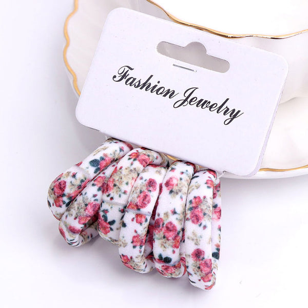 6PCS/Pack New Korean Cotton Print Hair Ropes Leopard High Elastic Headband Elegance Hair Bands For Women Girls Hair Accessories