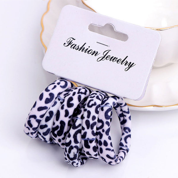 6PCS/Pack New Korean Cotton Print Hair Ropes Leopard High Elastic Headband Elegance Hair Bands For Women Girls Hair Accessories