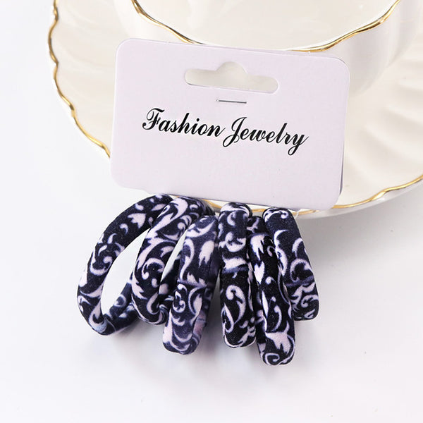 6PCS/Pack New Korean Cotton Print Hair Ropes Leopard High Elastic Headband Elegance Hair Bands For Women Girls Hair Accessories