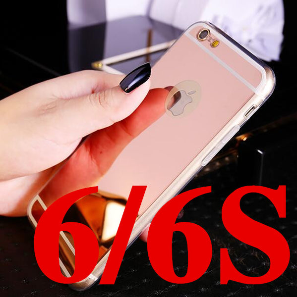 Luxury Mirror Electroplating Soft Clear TPU Cases For iphone 6 / 6S / 7 4.7inch For iPhone6 7 Plus 5.5 inch 5 5s Back Cover Bags