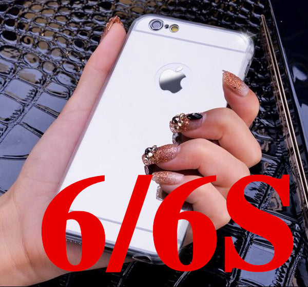 Luxury Mirror Electroplating Soft Clear TPU Cases For iphone 6 / 6S / 7 4.7inch For iPhone6 7 Plus 5.5 inch 5 5s Back Cover Bags