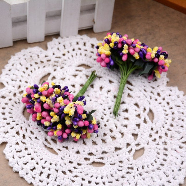 12PCS/lot Mulberry party Artificial Flower Stamen wire stem/marriage leaves stamen DIY wreath wedding box decoration Fake flower