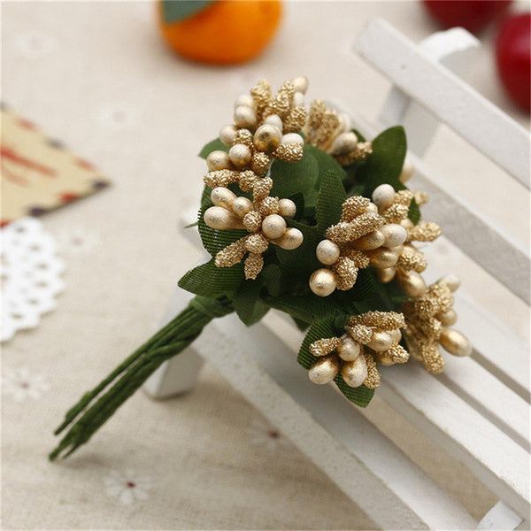 12PCS/lot  Artificial Flower Stamen wire stem/marriage leaves stamen DIY wreath wedding box decoration