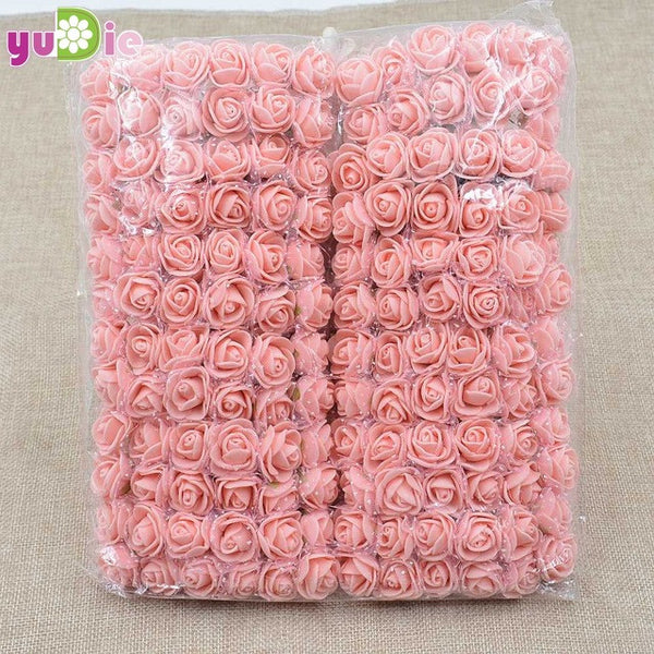 Sale!! 2cm head Multicolor PE Rose Foam Mini Flower Bouquet Solid Color/Scrapbooking Artificial foam Rose Flowers(144pcs/lot)