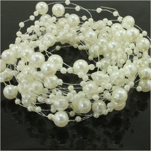 5 Meters Fishing Line Artificial Pearls Beads Chain Garland Flowers Wedding Party Decoration Products Supply Beige/White